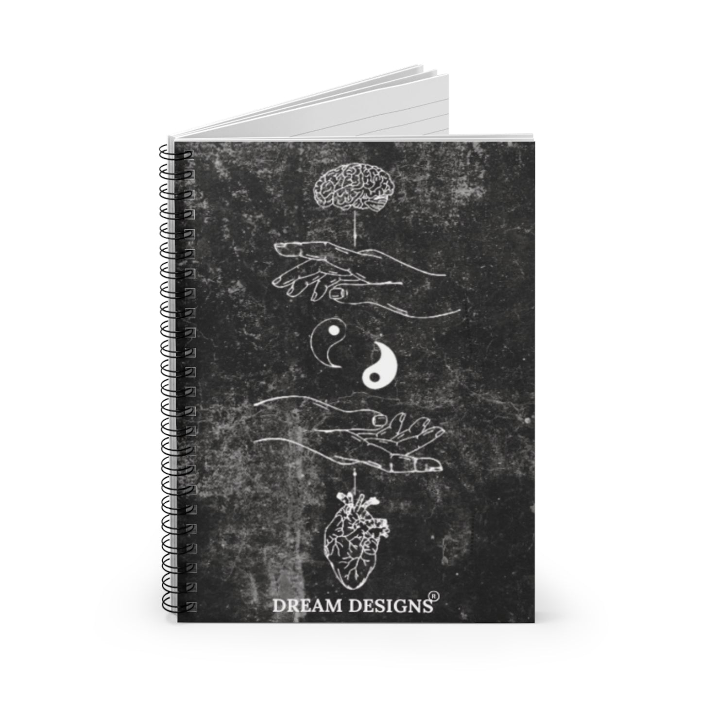Mind Over Heart & Yin-Yang – Dream Designs Spiral Notebook