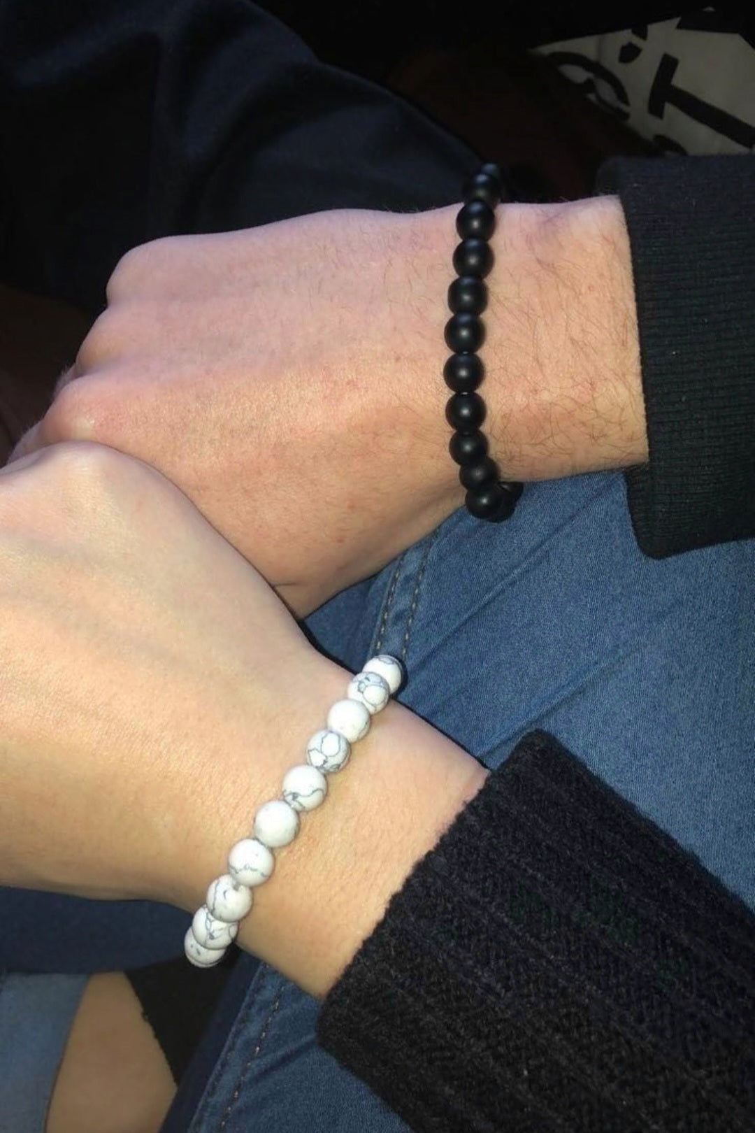 Natural stone couple distance bracelet